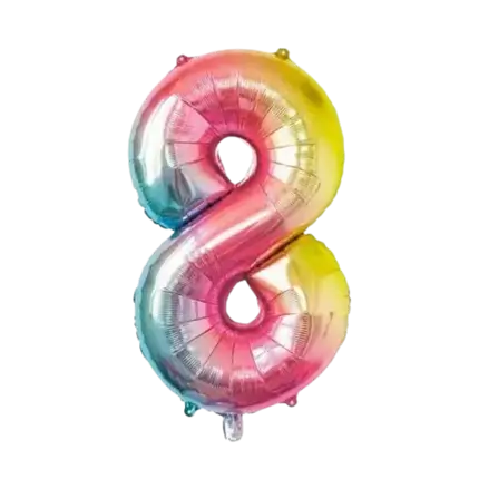 Jubiläumsballon Nummer 8 Regenbogen 86cm