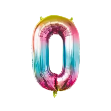 Jubiläumsballon Nummer 0 Regenbogen 86cm
