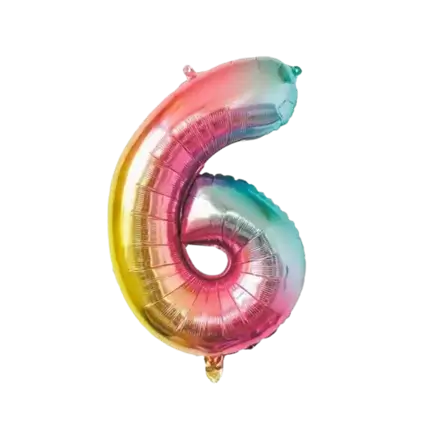 Jubiläumsballon Nummer 6 Regenbogen 86cm