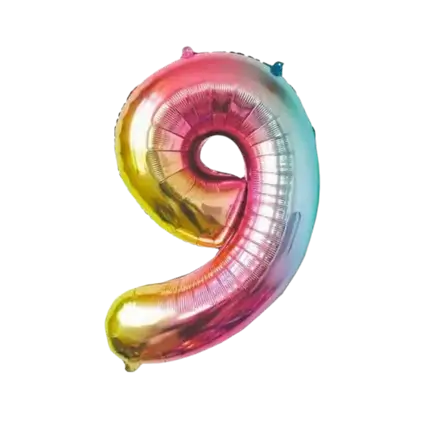 Geburtstagskugel Nummer 9 Regenbogen 86cm