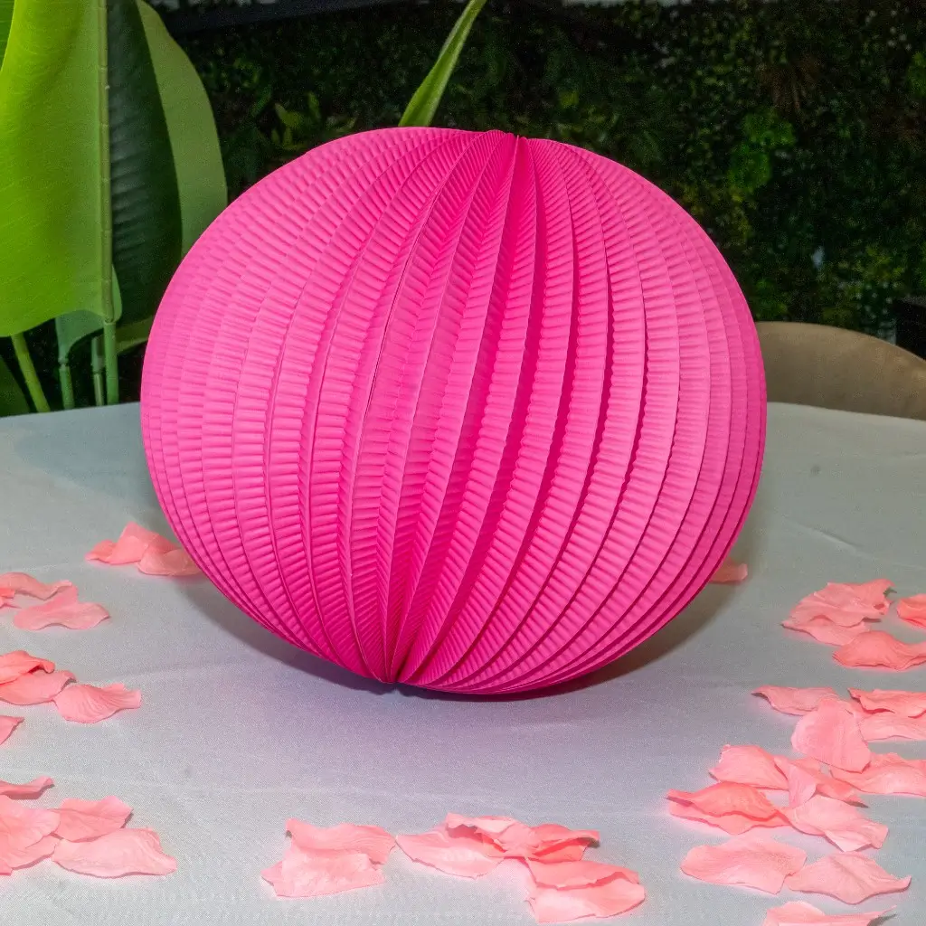 Lampenpapierkugel rund rosa fuchsia 30cm