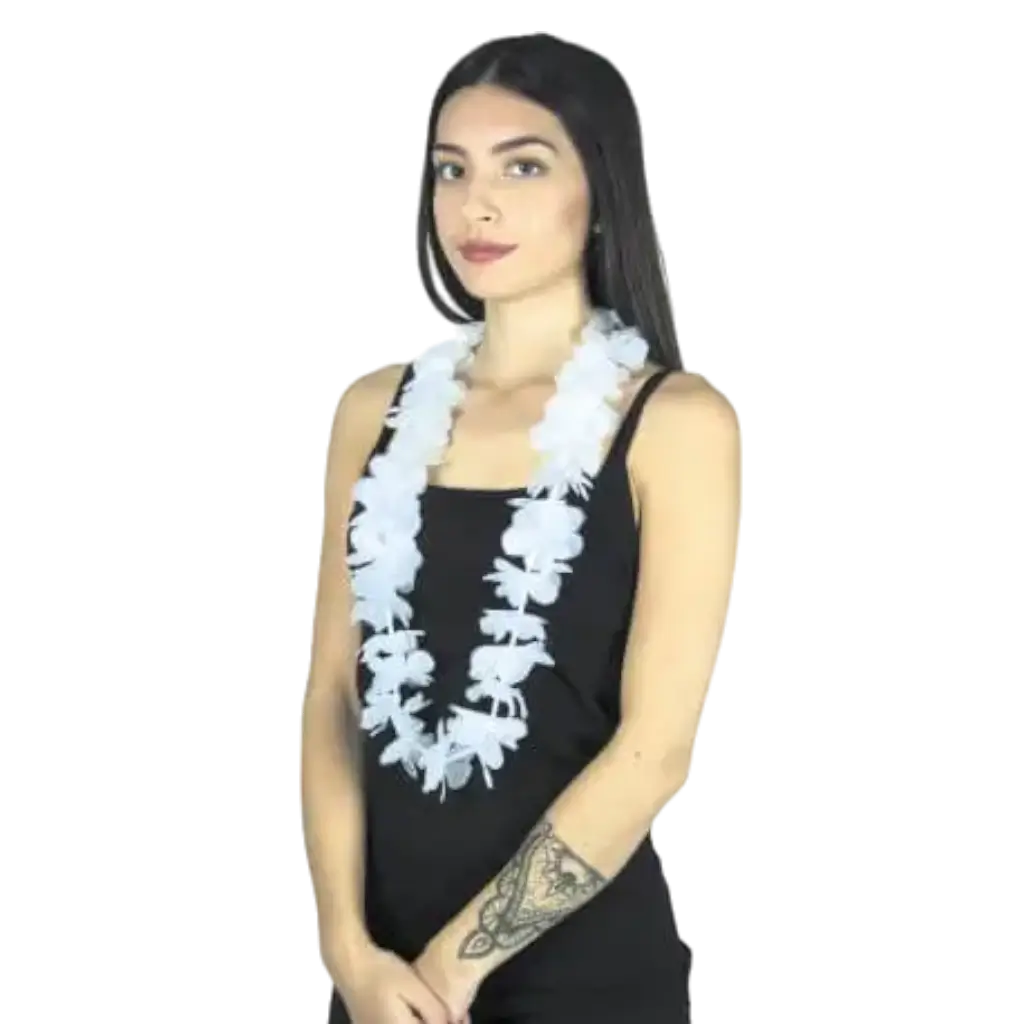 Hawaiianische Halskette mit weißen Blumen