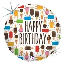 Happy Birthday-Eiscreme-Ballon 91cm