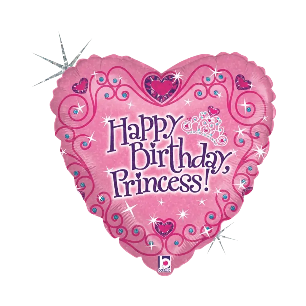 Happy Birthday Prinzessin Rosa Herzballon 45cm