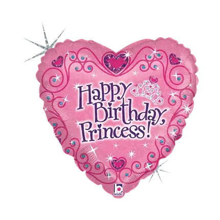 Happy Birthday Prinzessin Rosa Herzballon 45cm