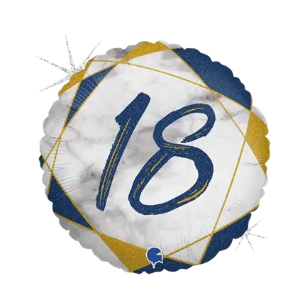 Geburtstagsballon Marmor-Effekt 18 Blau 45cm