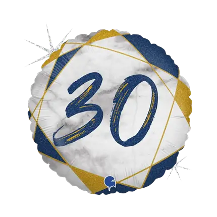 Geburtstagskugel Marmor-Effekt 30 Blau 45cm