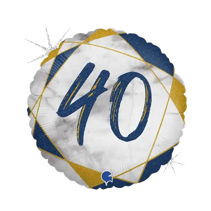 Geburtstagsballon Marmor-Effekt 40 Blau 45cm