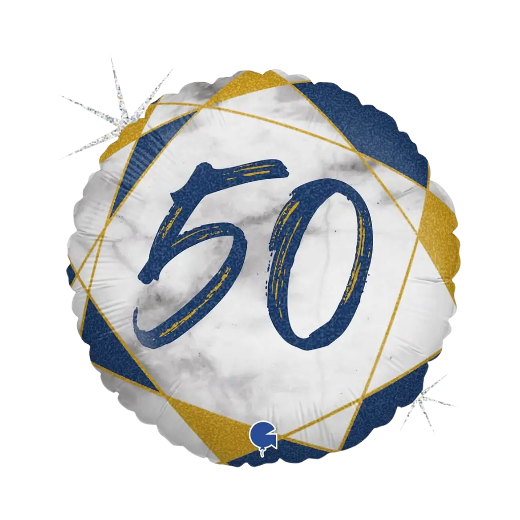 Geburtstagsballon Marmor-Effekt 50 Blau 45cm