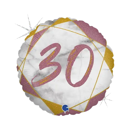 Geburtstagskugel Marmor-Effekt 30 Roségold 45cm