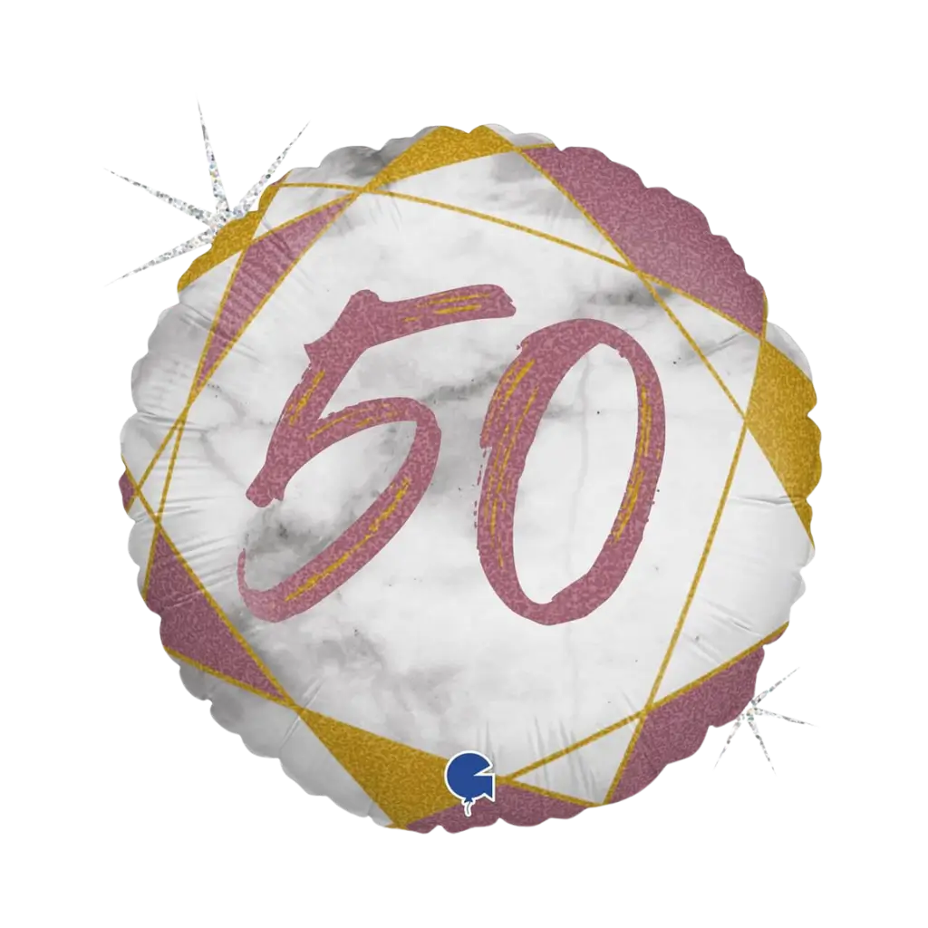 Geburtstagskugel Marmor-Effekt 50 Roségold 45cm