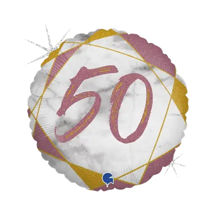 Geburtstagskugel Marmor-Effekt 50 Roségold 45cm