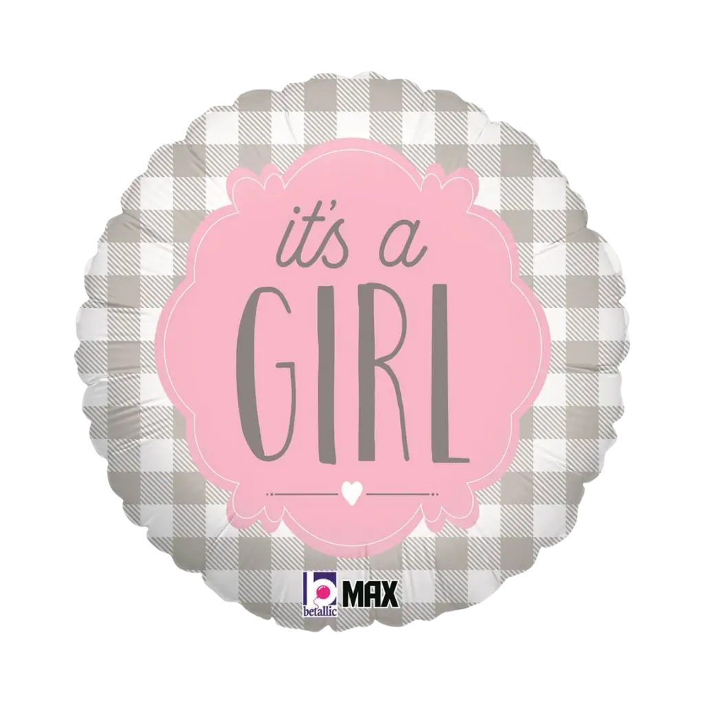 Ballon Plaid "It's a Girl" ø45cm