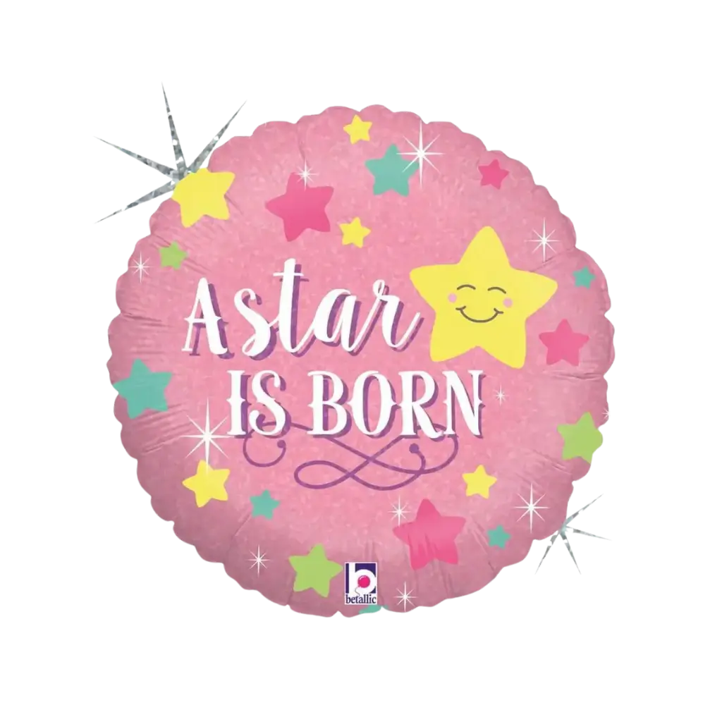 Rosa Ballon "Ein Stern ist geboren" ø45cm
