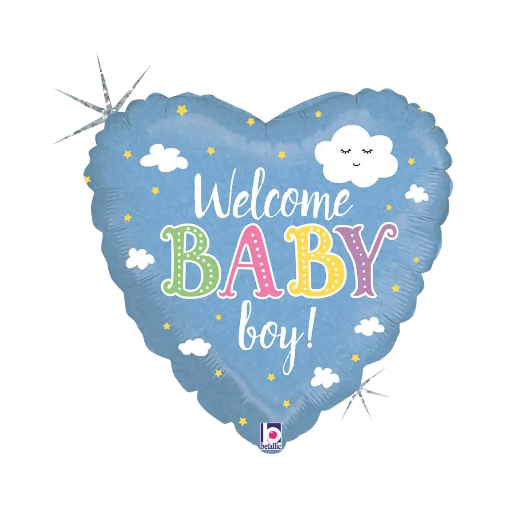 Willkommen Baby-Boy-Herzballon 45cm