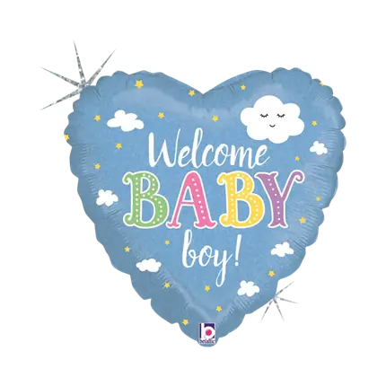 Willkommen Baby-Boy-Herzballon 45cm