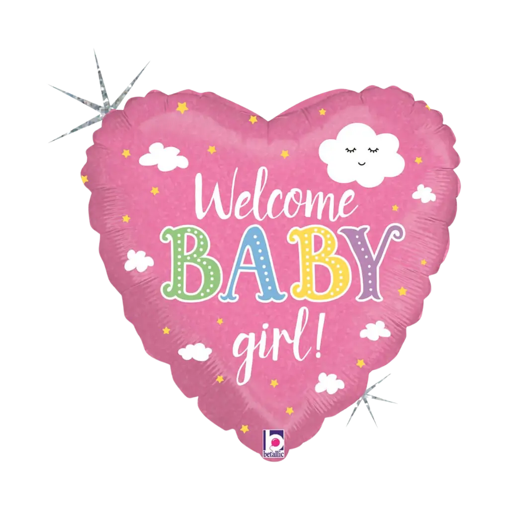 Willkommen Baby-Mädchen-Herzballon 45cm