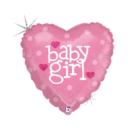 rosa Herzballon Baby Girl 45cm