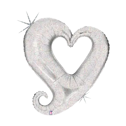 Helium-Ballon-Herzkette Silber 94cm