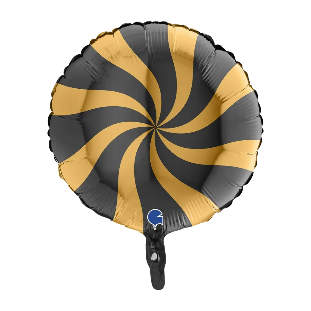 Aluminium-Ballon-Lollipop Gold und Schwarz 46cm