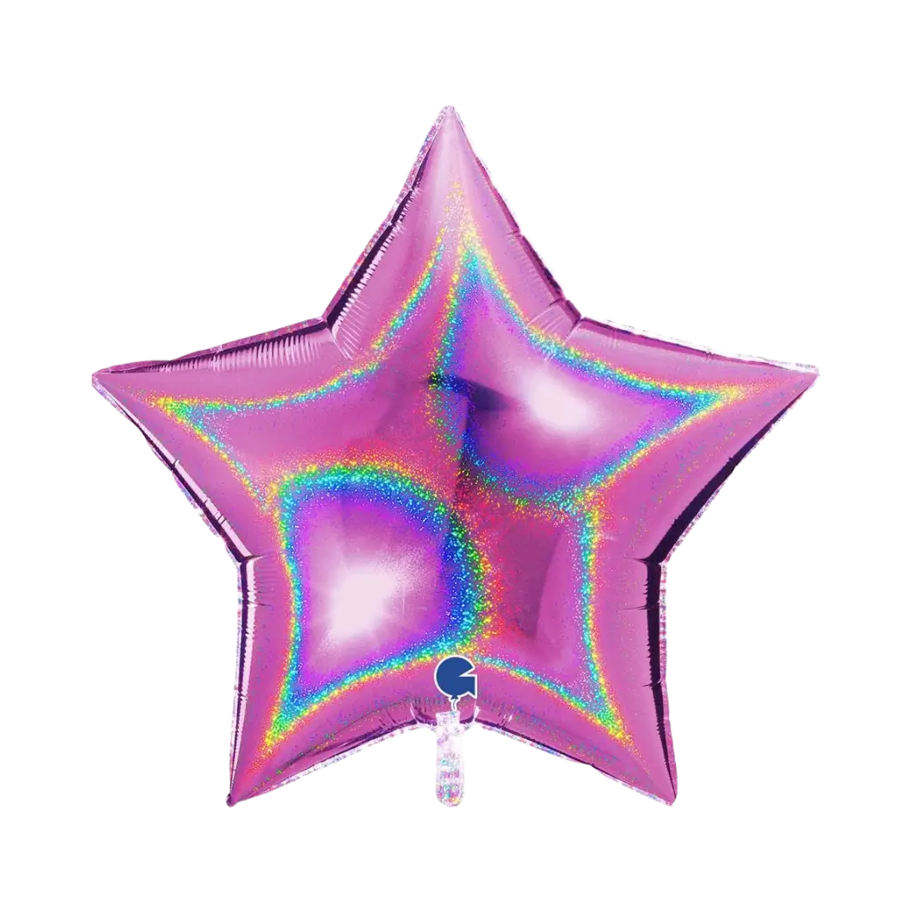 Holografischer Sternenballon Rosa 92cm