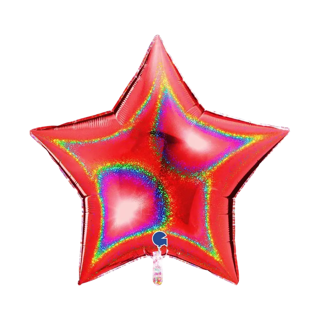 Holografischer Sternenballon Rot 92cm