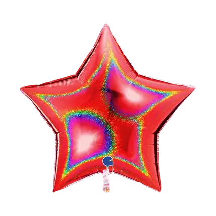 Holografischer Sternenballon Rot 92cm