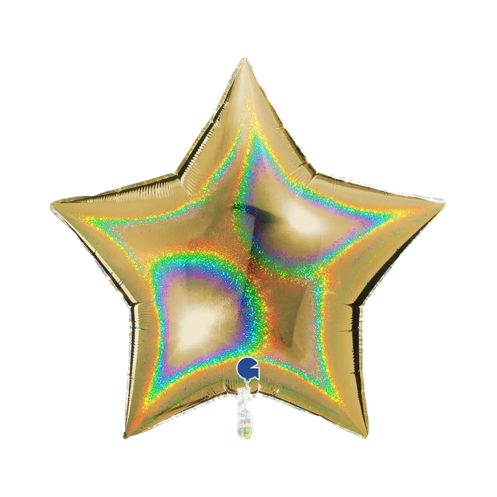 Holografischer Sternenballon Gold 92cm