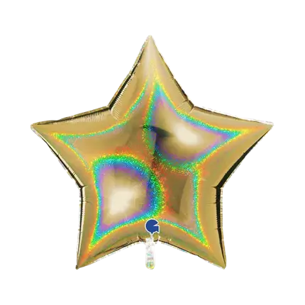 Holografischer Sternenballon Gold 92cm