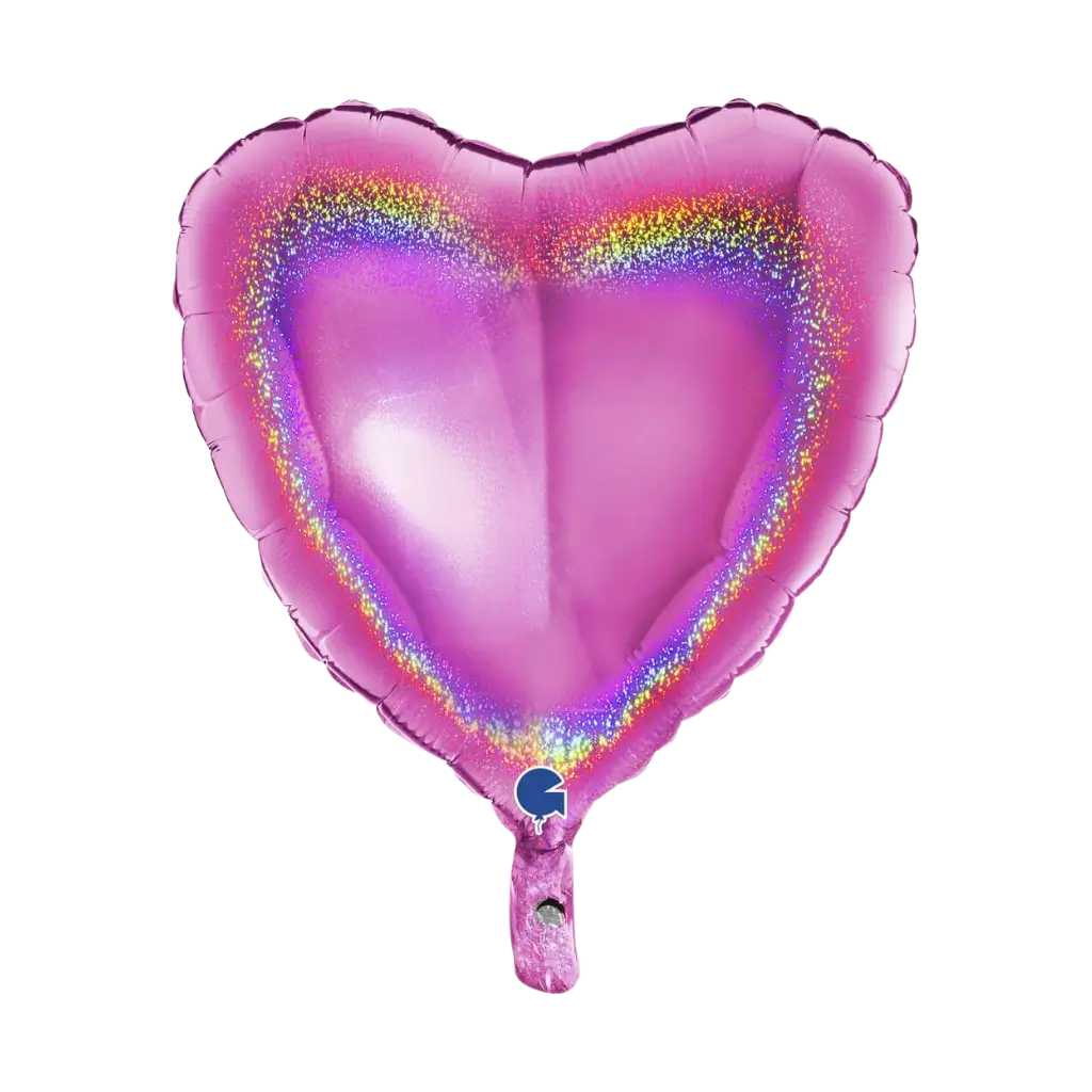 Holografischer Herzballon Rosa 46cm