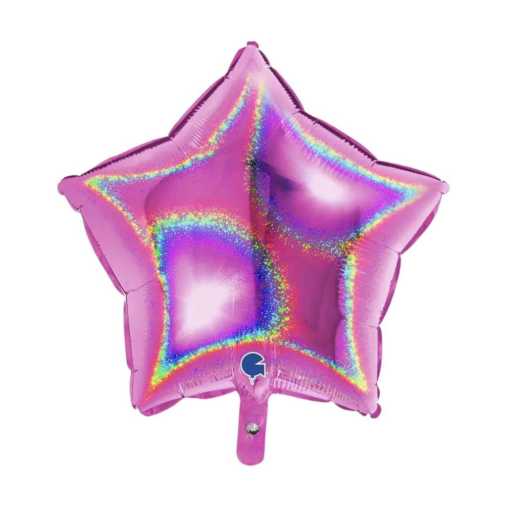 Holografischer Sternenballon Rosa 46cm