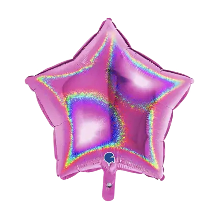 Holografischer Sternenballon Rosa 46cm