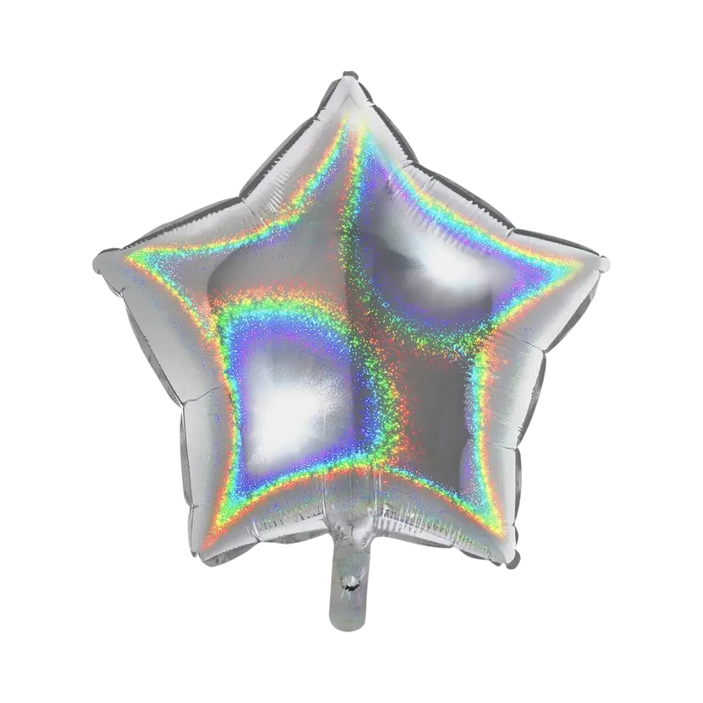 Silberner holografischer Sternenballon 46cm