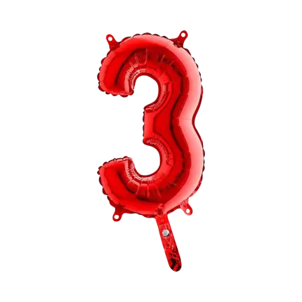 Jubiläumsballon Nummer 3 Rot 36cm
