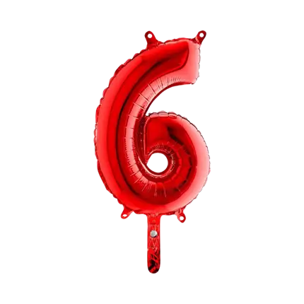Jubiläumsballon Nummer 6 Rot 36cm