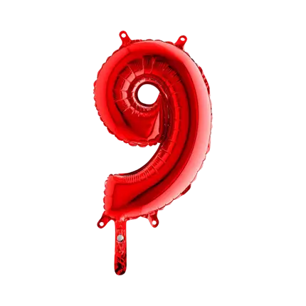 Jubiläumsballon Nummer 9 Rot 36cm