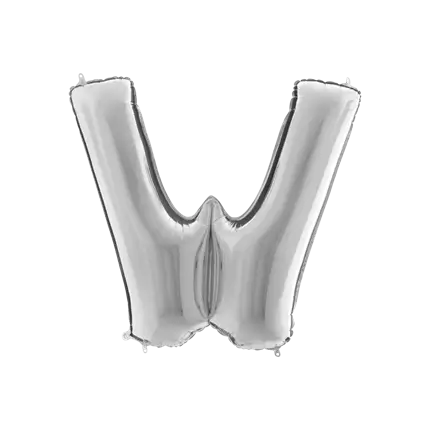 Aluminium Ballonbuchstabe W Silber 102cm
