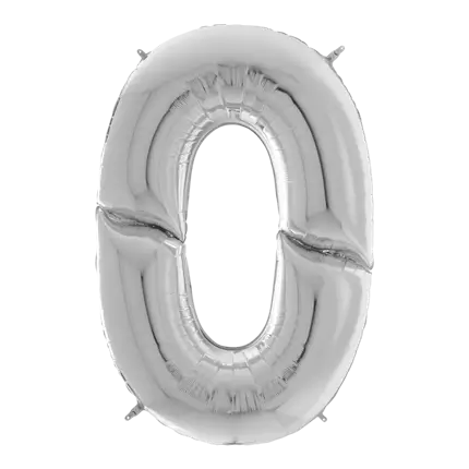 Geburtstagskugel Riesenziffer 0 Silber 163cm