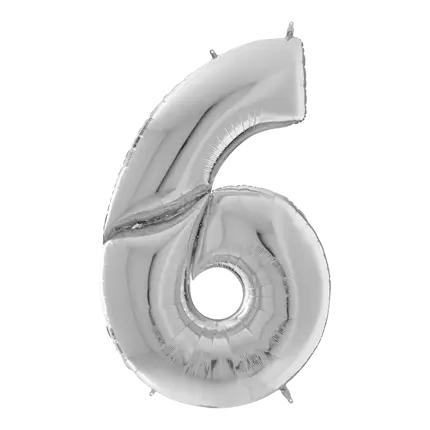 Geburtstagsballon Riese Nummer 6 Silber 163cm