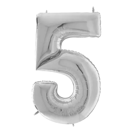 Geburtstagsballon Riese Nummer 5 Silber 163cm