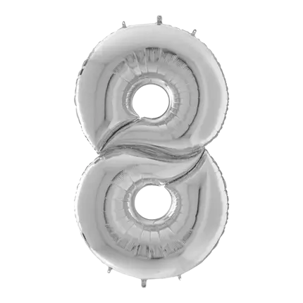 Geburtstagsballon Riese Nummer 8 Silber 163cm