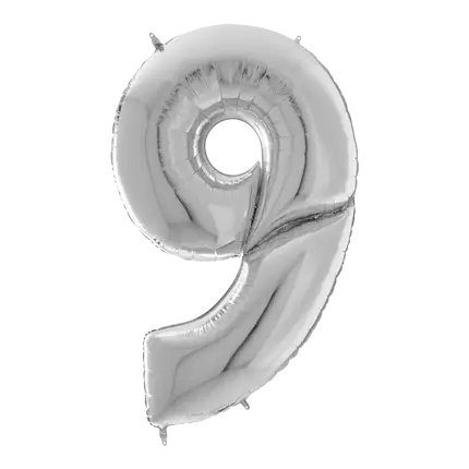 Geburtstagskugel-Riese Nummer 9 Silber 163cm