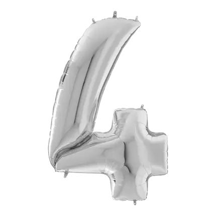 Geburtstagsballon Riese Nummer 4 Silber 163cm