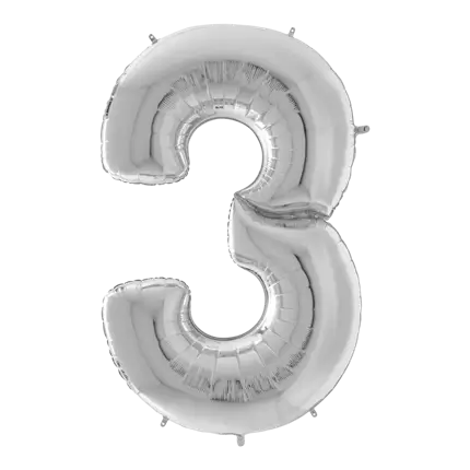 Geburtstagskugel-Riese Nummer 3 Silber 163cm