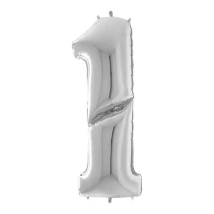 Geburtstagsballon Riese Nummer 1 Silber 163cm