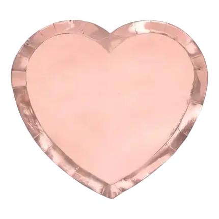 Roségoldener herzförmiger Papierteller (6er-Satz)