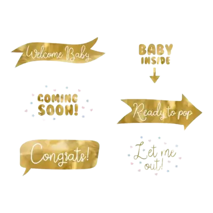 Fotorequisiten Baby-Dusche Gold 6-teilig