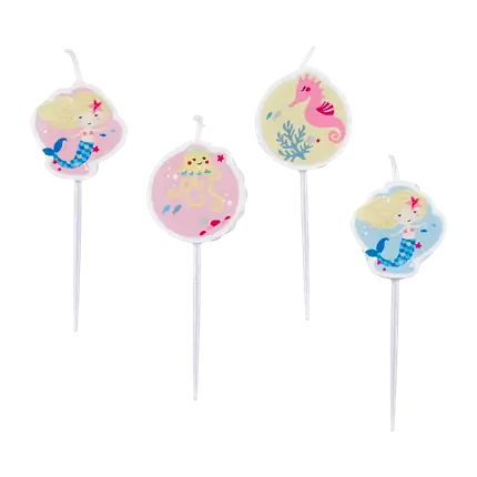 Mini-Sirenenkerze Sei eine Meerjungfrau (4er-Set)