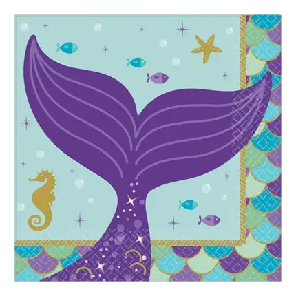 Meerjungfrau-Serviette Lass uns Schellbraten 25x25cm