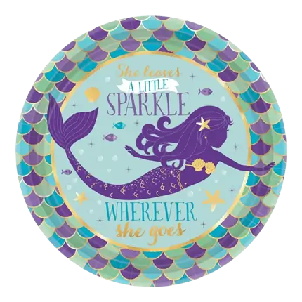 Sirene Let's Shellebrate Runder Pappteller (8er-Satz)